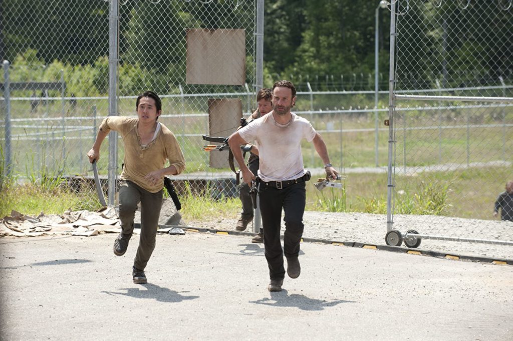 Glenn, Rick y Daryl en The Walking Dead