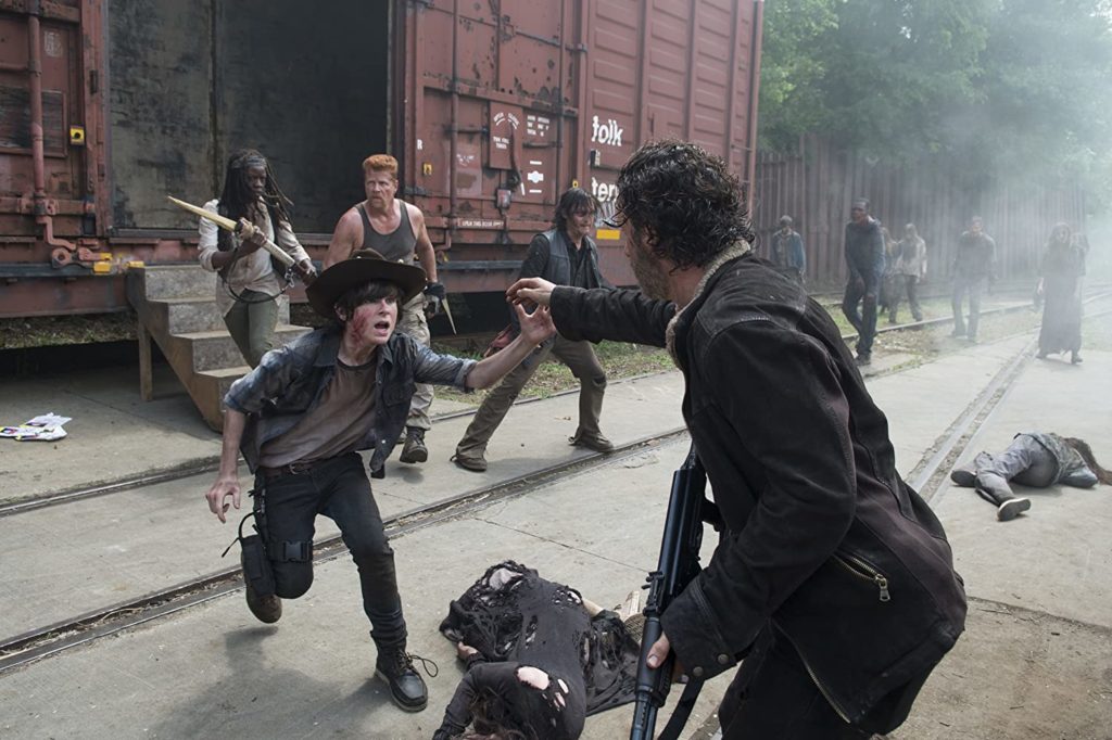 Rick, Carl, Michonne, Abraham y Daryl en The Walking Dead